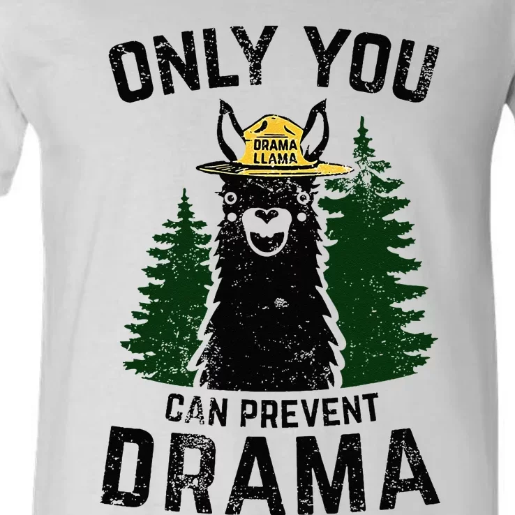 Funny Drama Llama Only You Can Prevent Drama Sarcastic Lover V-Neck T-Shirt