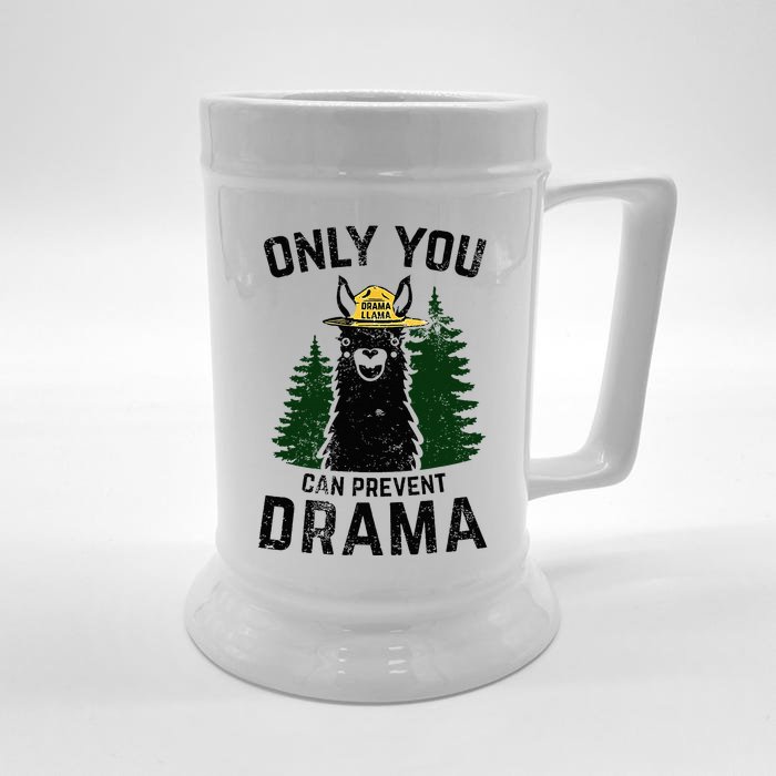 Funny Drama Llama Only You Can Prevent Drama Sarcastic Lover Front & Back Beer Stein