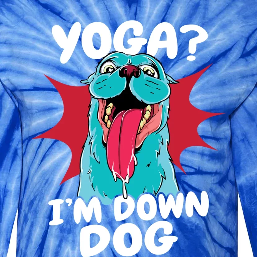 Funny Dog Lovers Yoga Funny Gift Yoga Im Down Dog Gift Tie-Dye Long Sleeve Shirt