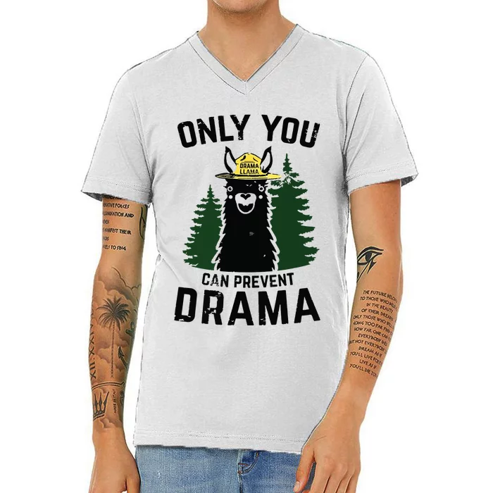 Funny Drama Llama Only You Can Prevent Drama Sarcastic Lover V-Neck T-Shirt