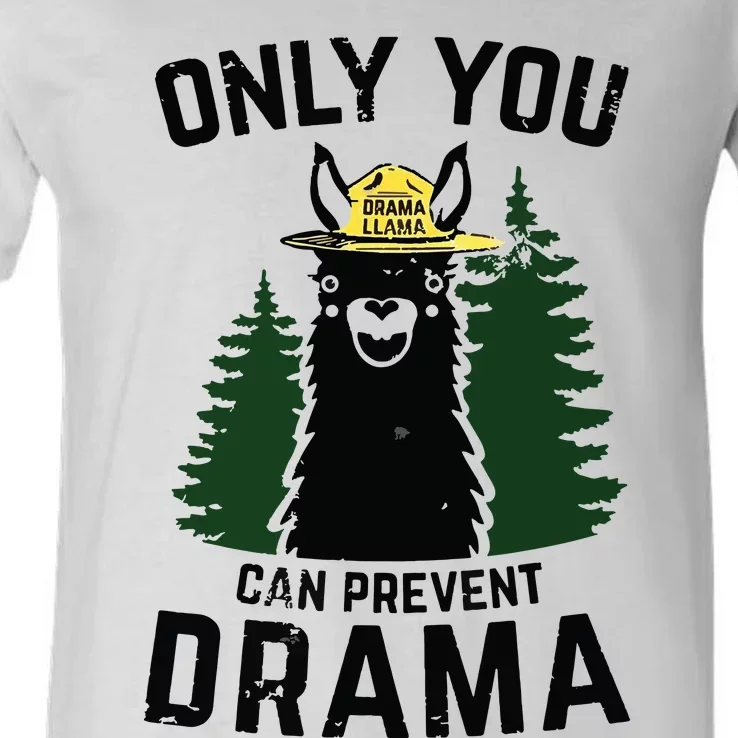 Funny Drama Llama Only You Can Prevent Drama Sarcastic Lover V-Neck T-Shirt