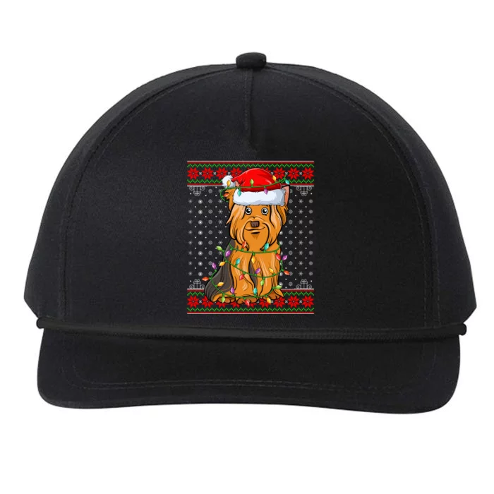 Funny Dog Lover Lights Ugly Yorkshire Terrier Dog Christmas Meaningful Gift Snapback Five-Panel Rope Hat