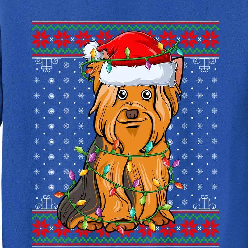 Funny Dog Lover Lights Ugly Yorkshire Terrier Dog Christmas Meaningful Gift Tall Sweatshirt