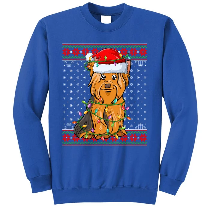 Funny Dog Lover Lights Ugly Yorkshire Terrier Dog Christmas Meaningful Gift Tall Sweatshirt