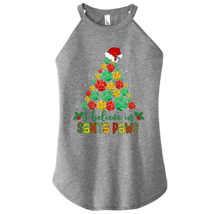 Funny Dog Lover Great Gift I Believe In Santa Paws Christmas Tree Gift Women’s Perfect Tri Rocker Tank