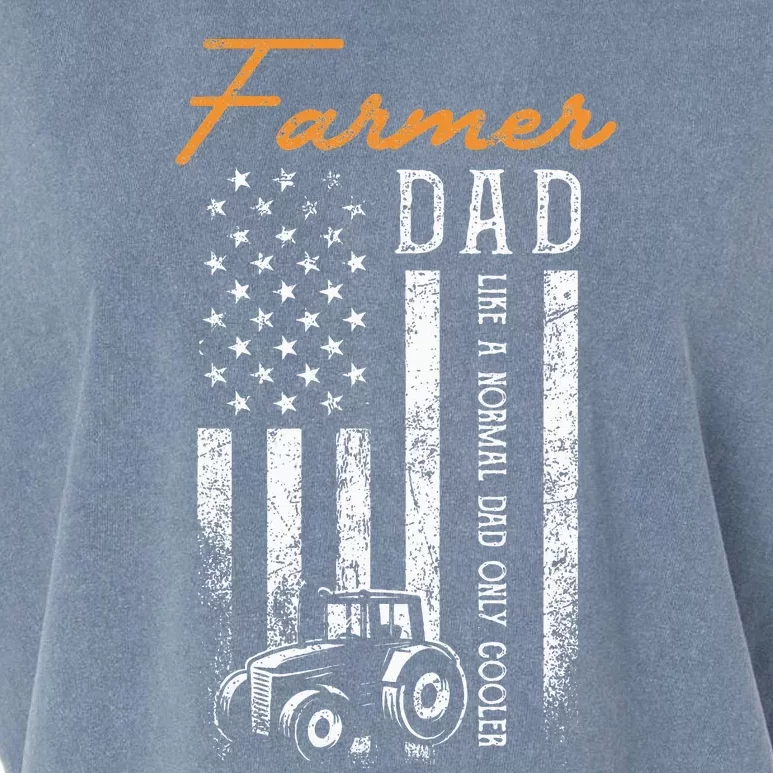 Farmer Dad Like A Normal Dad Only Cooler Usa Flag Farming Garment-Dyed Women's Muscle Tee