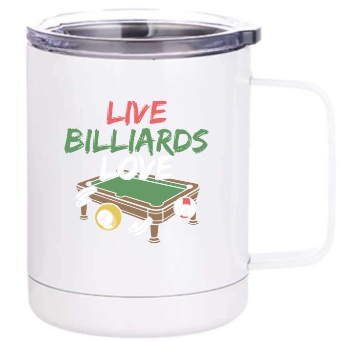 Father's Day Live Billiards Love Pool Player Gift For Dad Front & Back 12oz Stainless Steel Tumbler Cup