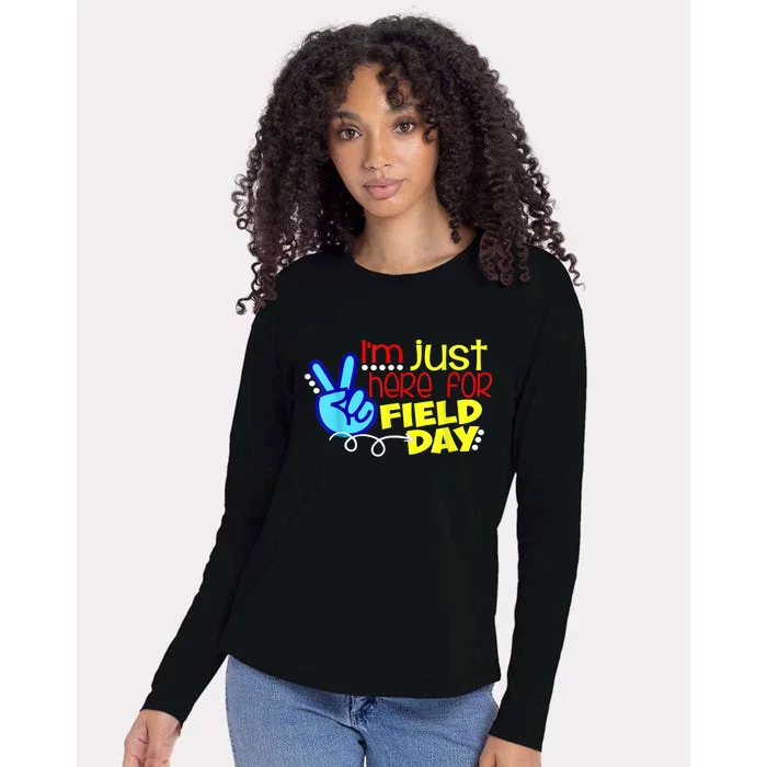 Field Day Last Day School Just Here For Field Day Womens Cotton Relaxed Long Sleeve T-Shirt