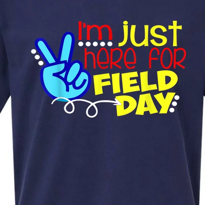 Field Day Last Day School Just Here For Field Day Sueded Cloud Jersey T-Shirt