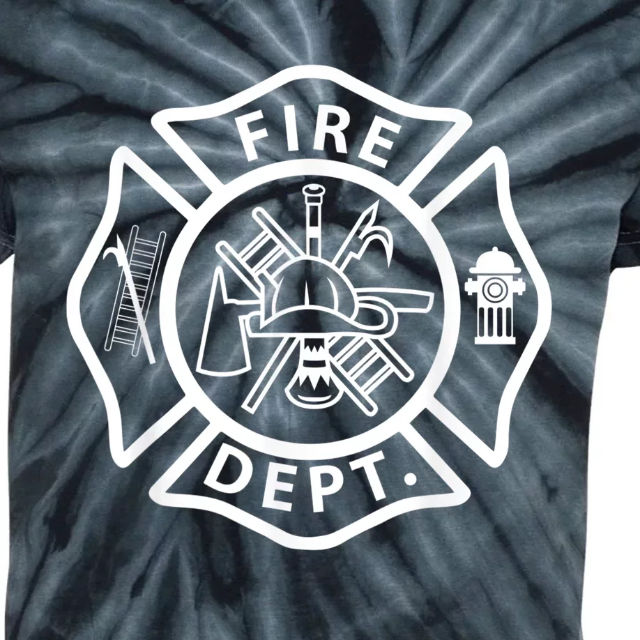 Fire Department Logo Uniform Fireman Symbol Firefighter Gear Kids Tie-Dye T-Shirt