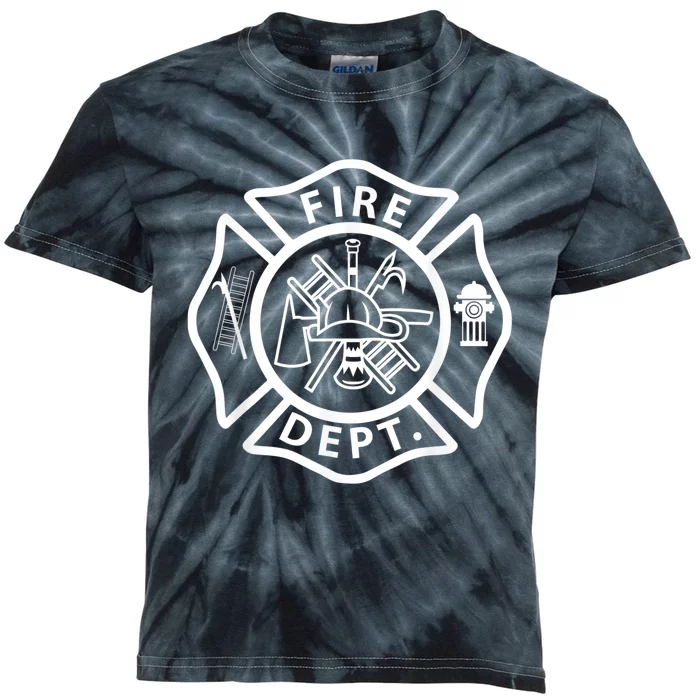 Fire Department Logo Uniform Fireman Symbol Firefighter Gear Kids Tie-Dye T-Shirt