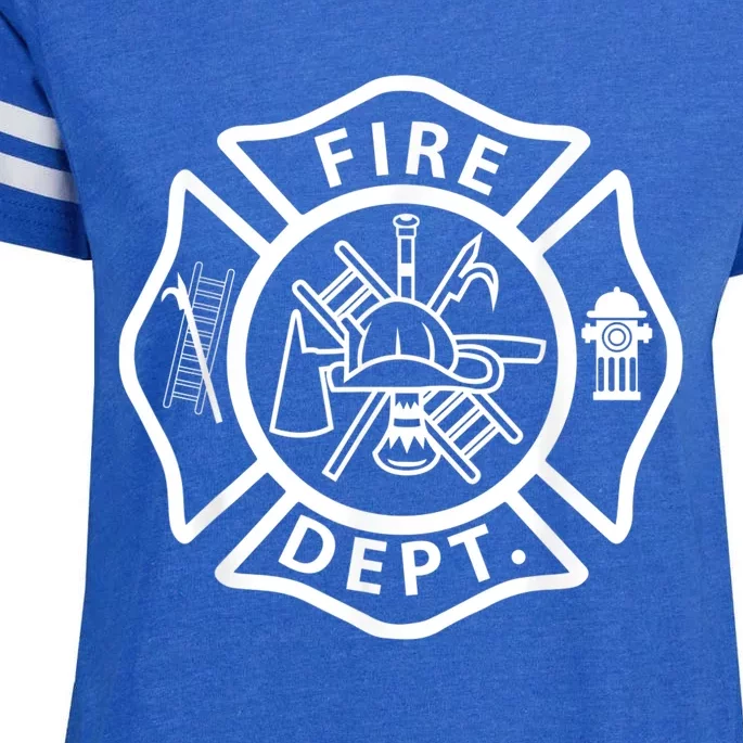 Fire Department Logo Uniform Fireman Symbol Firefighter Gear Enza Ladies Jersey Football T-Shirt