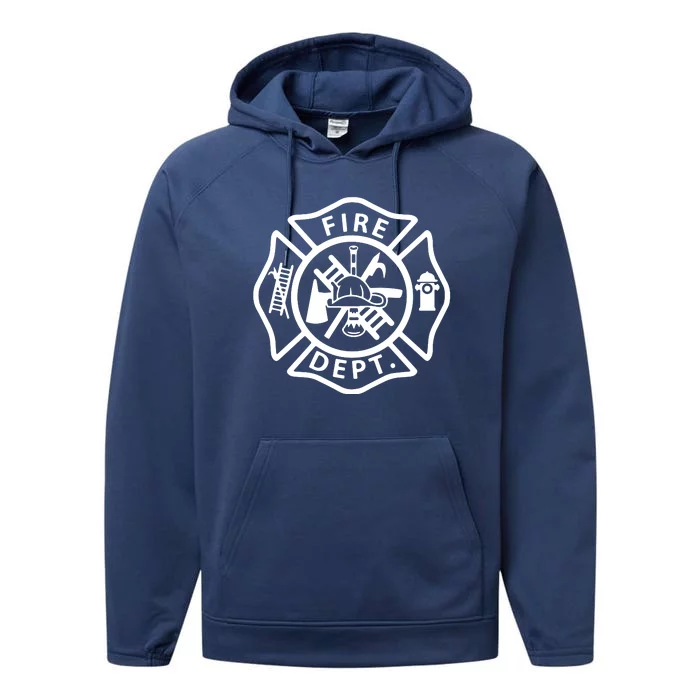 Fire Department Logo Uniform Fireman Symbol Firefighter Gear Performance Fleece Hoodie