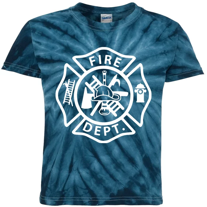 Fire Department Logo Uniform Fireman Symbol Firefighter Gear Kids Tie-Dye T-Shirt