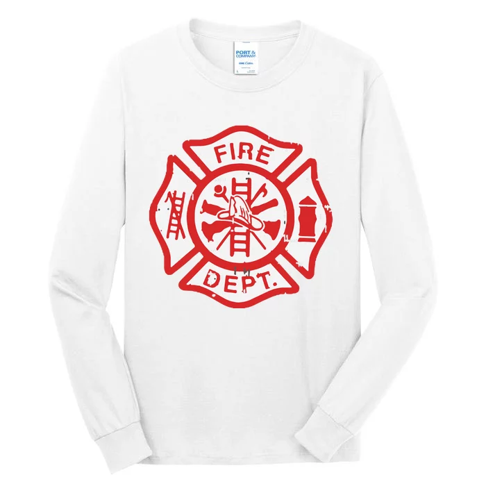 Fire Dept Logo Hero Halloween Firefighter Fireman Gift Tall Long Sleeve T-Shirt