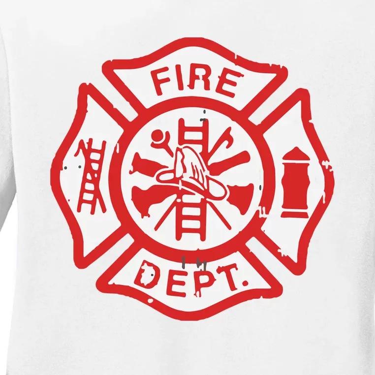 Fire Dept Logo Hero Halloween Firefighter Fireman Gift Ladies Long Sleeve Shirt