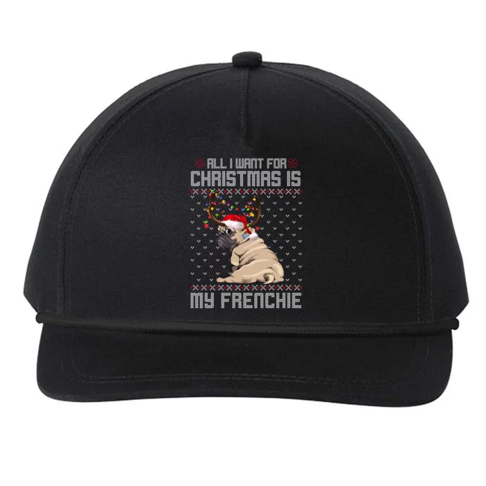 Funny Dog Lovers Frenchie Santa Hat Ugly Christmas Sweater Gift Snapback Five-Panel Rope Hat