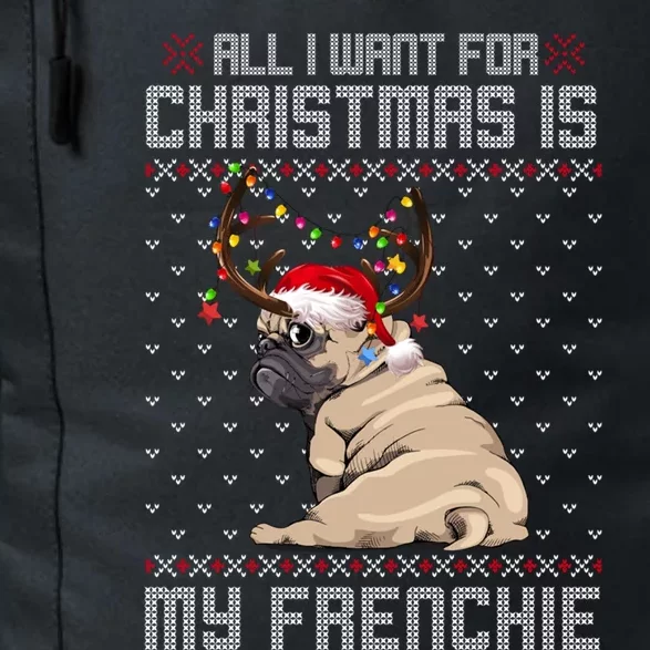 Funny Dog Lovers Frenchie Santa Hat Ugly Christmas Sweater Gift Daily Commute Backpack