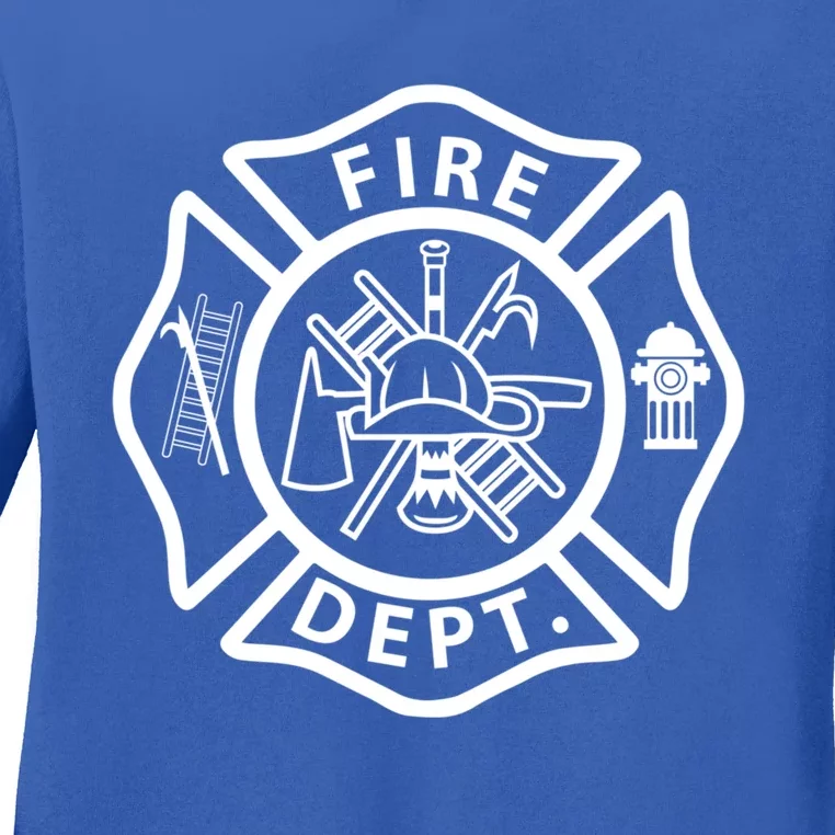 Fire Departt Logo Uniform Fire Symbol Firefighter Gear Gift Ladies Long Sleeve Shirt