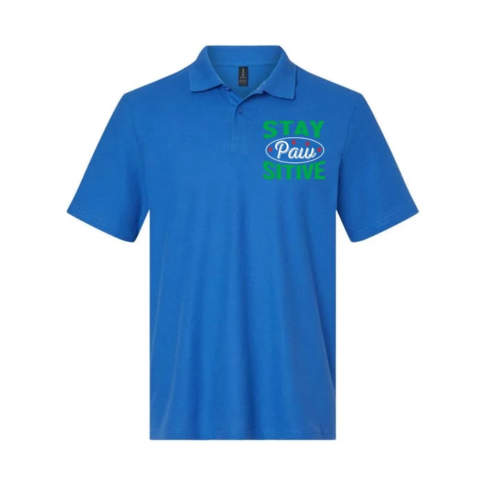 Funny Dog Lover Stay Pawsitive Cute Gift Softstyle Adult Sport Polo