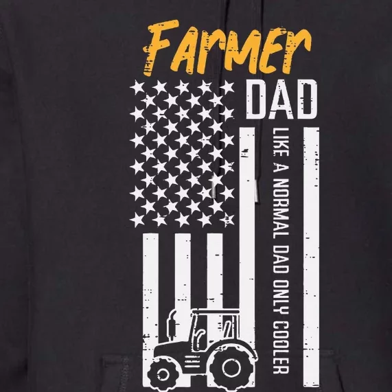 Farmer Dad Like Normal Only Cooler Us Flag Fathers Premium Hoodie