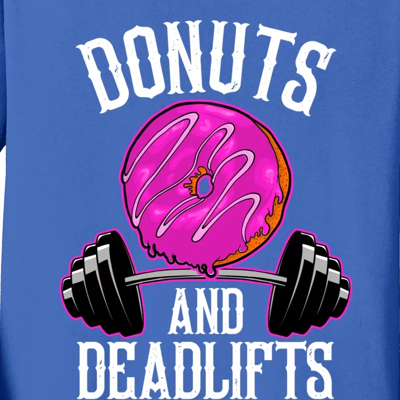 Funny Doughnut Lover Donuts And Deadlifts Fitness Gym Donut Gift Kids Long Sleeve Shirt