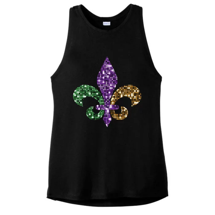 Fleur De Lis Mardi Gras Symbol Ladies Tri-Blend Wicking Tank