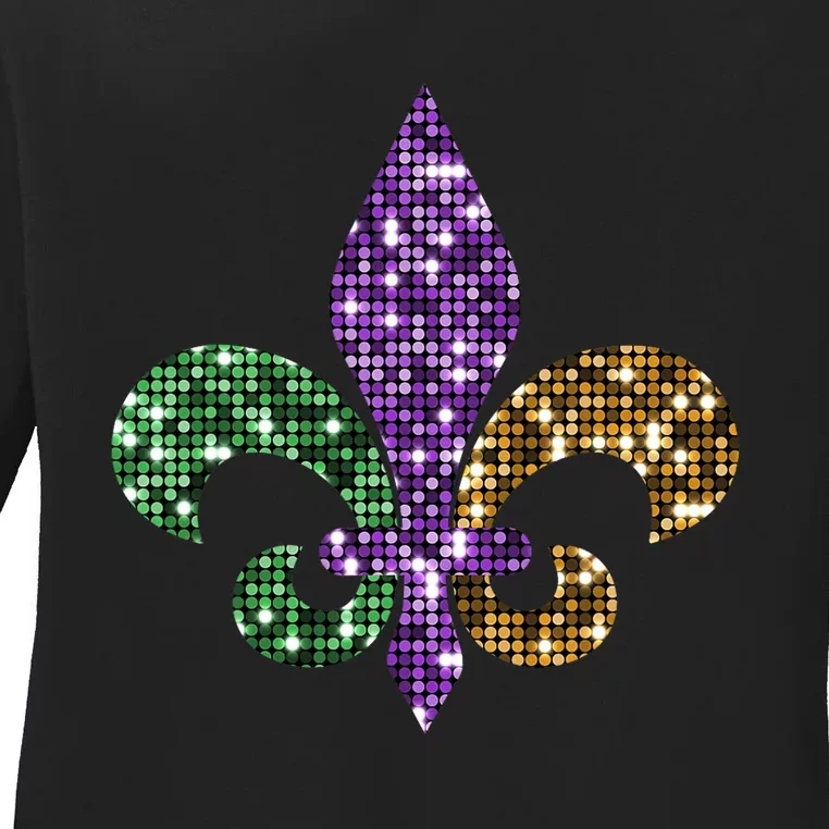 Fleur De Lis Mardi Gras Symbol Ladies Long Sleeve Shirt