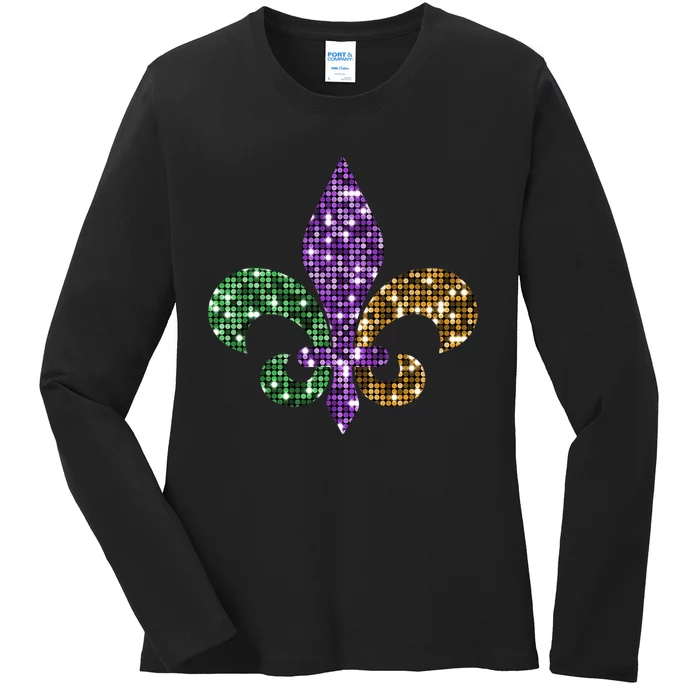 Fleur De Lis Mardi Gras Symbol Ladies Long Sleeve Shirt