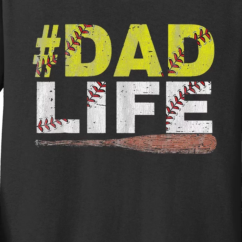 Funny Dad Life Softball Baseball Daddy Sports Fathers Day Kids Long Sleeve Shirt