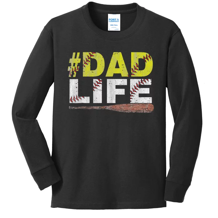 Funny Dad Life Softball Baseball Daddy Sports Fathers Day Kids Long Sleeve Shirt