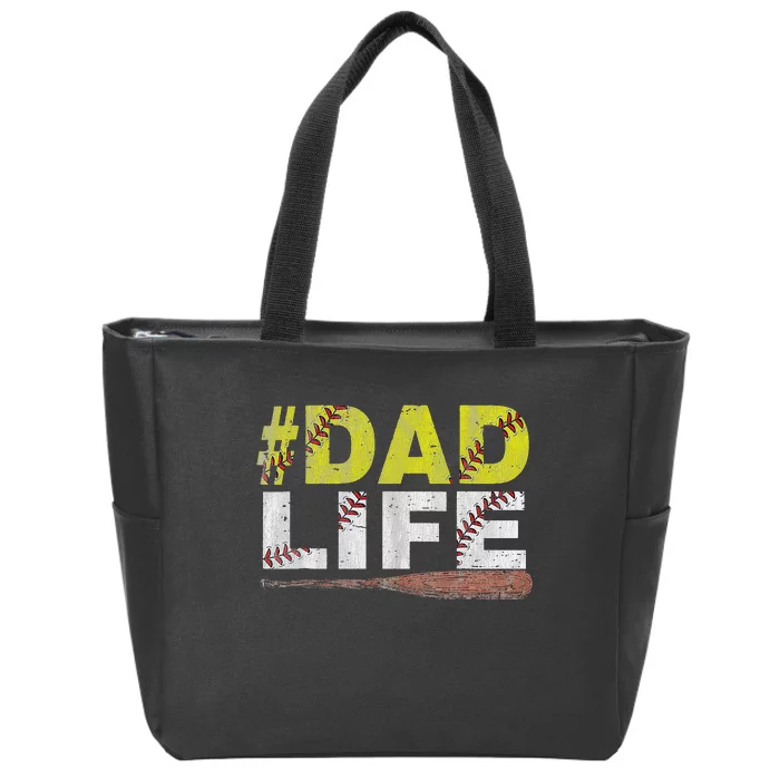 Funny Dad Life Softball Baseball Daddy Sports Fathers Day Zip Tote Bag