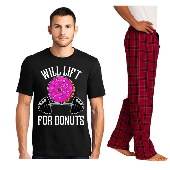 Funny Doughnut Lover Will Lift For Donuts Fitness Gym Donut Cool Gift Pajama Set