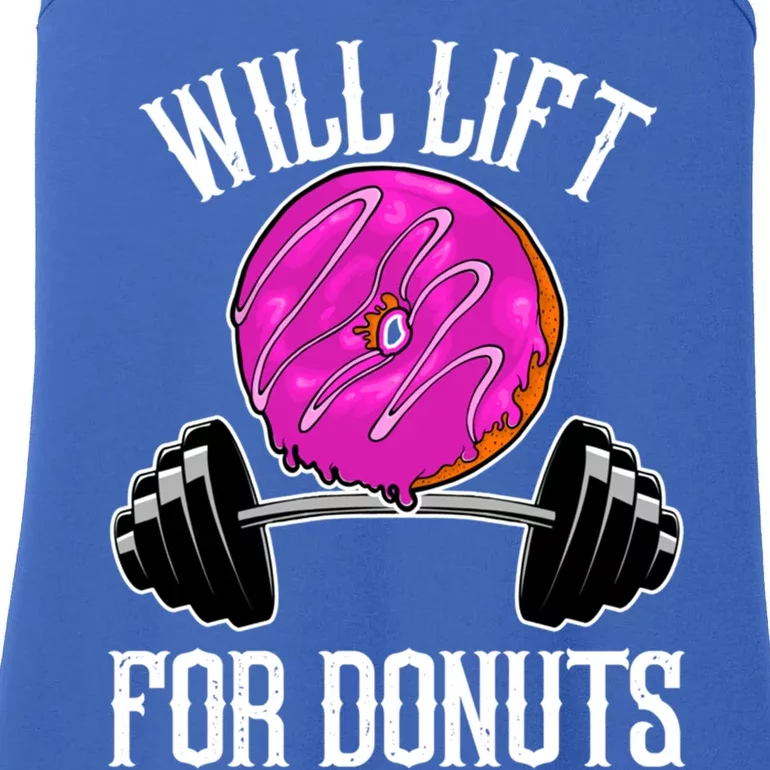 Funny Doughnut Lover Will Lift For Donuts Fitness Gym Donut Cool Gift Ladies Essential Tank