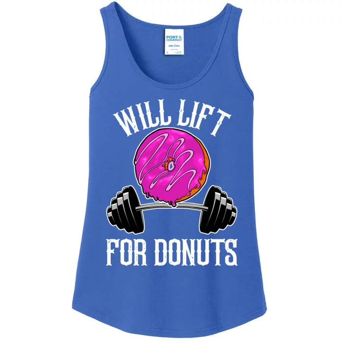 Funny Doughnut Lover Will Lift For Donuts Fitness Gym Donut Cool Gift Ladies Essential Tank