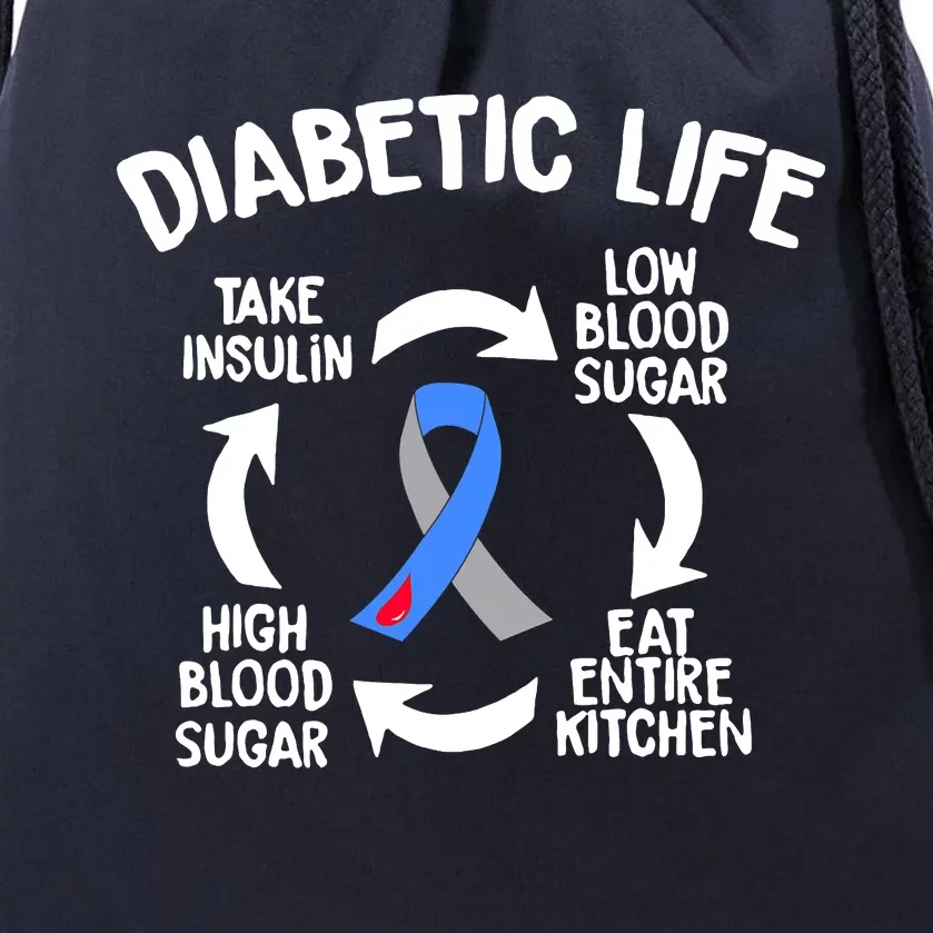 Funny Diabetic Life Cycle Diabetes Awareness Drawstring Bag