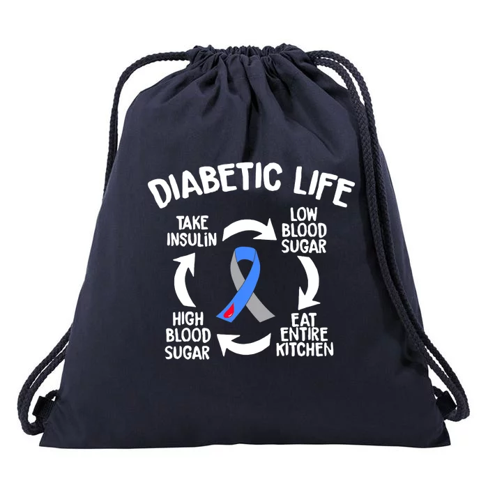 Funny Diabetic Life Cycle Diabetes Awareness Drawstring Bag