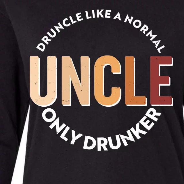 Funny Druncle Like A Normal Uncle Only Drunker Womens Cotton Relaxed Long Sleeve T-Shirt