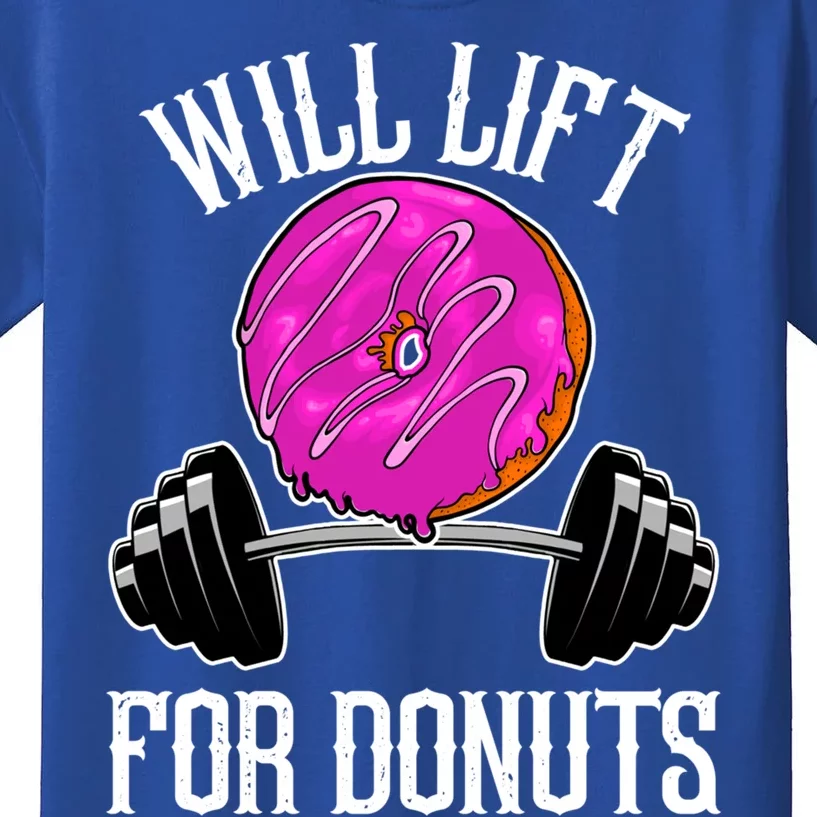 Funny Doughnut Lover Will Lift For Donuts Fitness Gym Donut Gift Kids T-Shirt