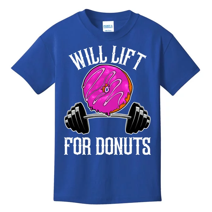 Funny Doughnut Lover Will Lift For Donuts Fitness Gym Donut Gift Kids T-Shirt