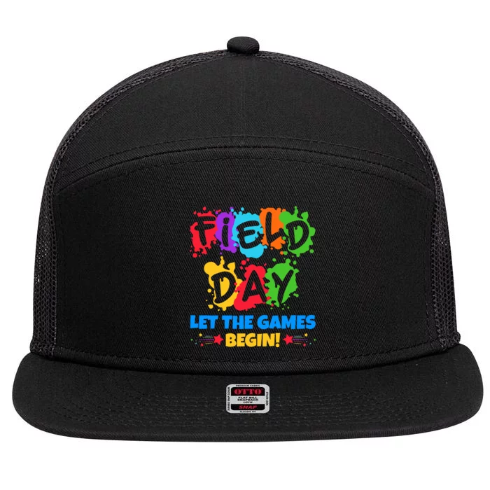 Field Day Let The Games Begin Sporty Day 7 Panel Mesh Trucker Snapback Hat