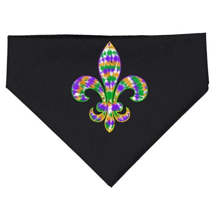 Fleur De Lis Mardi Gras Carnival Symbol New Orlean Tie Dye USA-Made Doggie Bandana