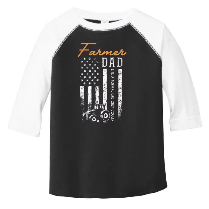 Farmer Dad Like A Normal Dad Only Cooler USA Flag Farming Toddler Fine Jersey T-Shirt