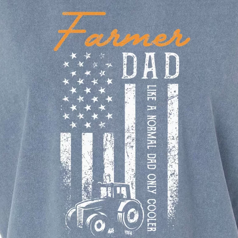 Farmer Dad Like A Normal Dad Only Cooler USA Flag Farming Garment-Dyed Women's Muscle Tee