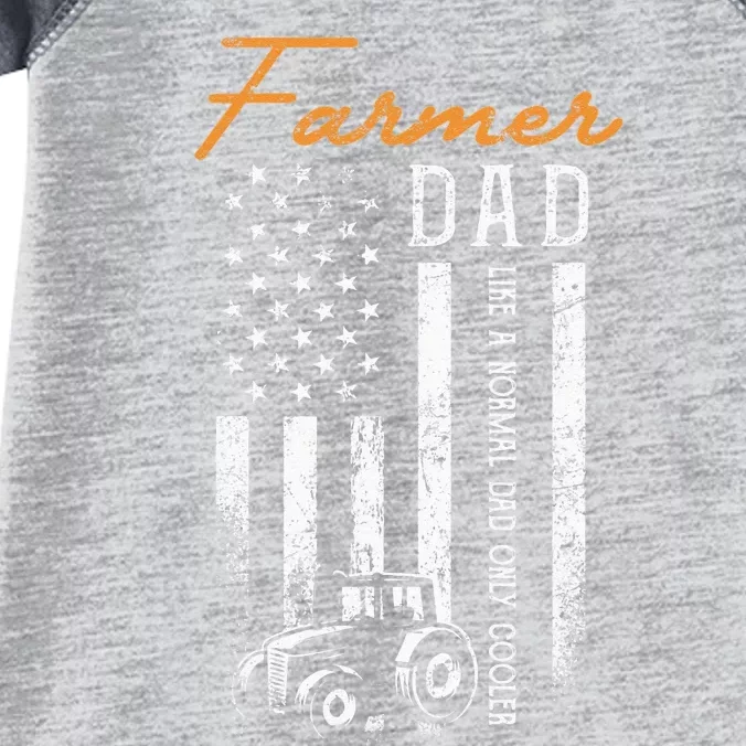 Farmer Dad Like A Normal Dad Only Cooler USA Flag Farming Infant Baby Jersey Bodysuit