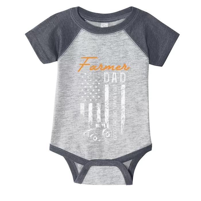 Farmer Dad Like A Normal Dad Only Cooler USA Flag Farming Infant Baby Jersey Bodysuit