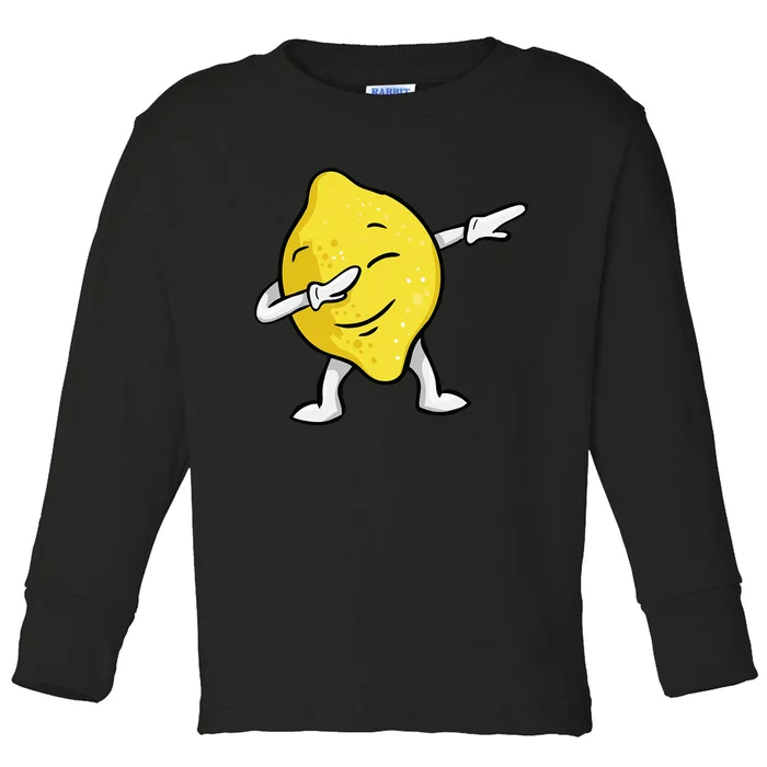 Funny Dabbing Lemon Illustration Lemonade Lover Toddler Long Sleeve Shirt