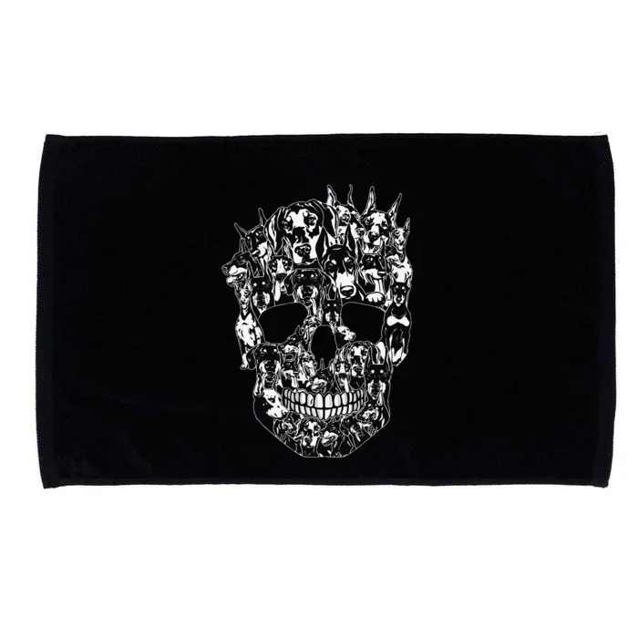 Funny Dog Lover Doberman Skull Halloween Costume Microfiber Hand Towel