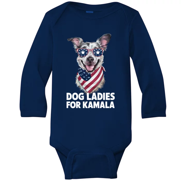 Funny Dog Ladies For Kamala President Gift Baby Long Sleeve Bodysuit