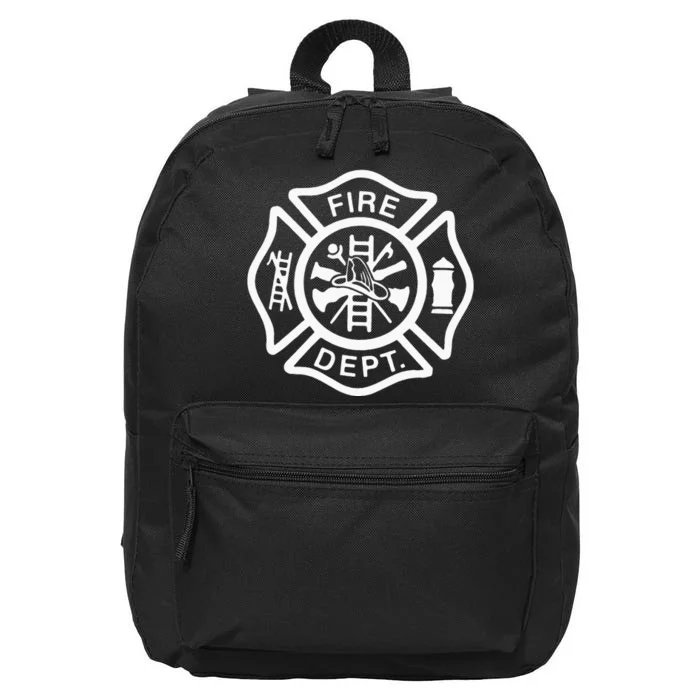 Fire Department Logo Uniform Fireman Symbol Firefighter Gear 16 in Basic Backpack